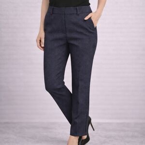 Roz & Ali Navy Blue Textured Slacks | Women’s Size 6 | Pants with Pockets
